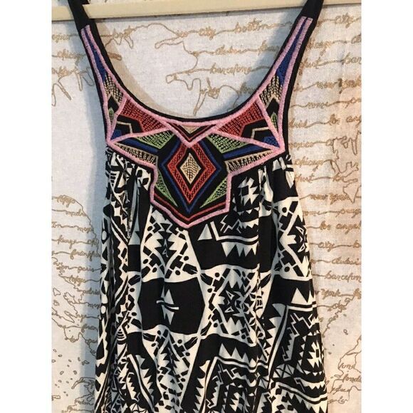 Flying Tomato SZ XS Boho Embroidered Maxi Dress Black Tribal.  x - Picture 6 of 11
